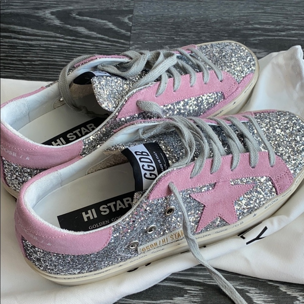 New never worn Golden Goose Glitter hi-stars